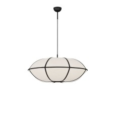 9061107 Висечка светилка Brera 1xE27 бел лен и црн метал Nova Luce